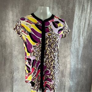 Dana Buchman Multicolor Abstract Blouse